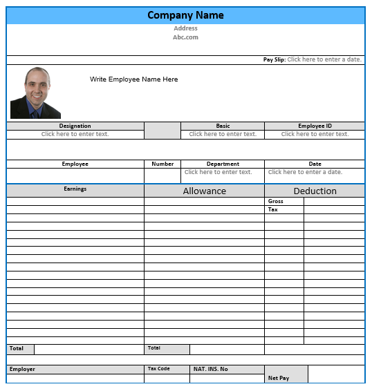 Format for drivers salary slip format